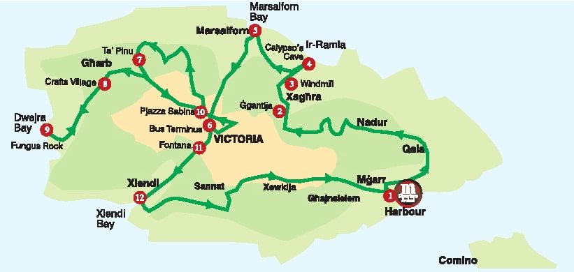 Gozo Tour Bus Route